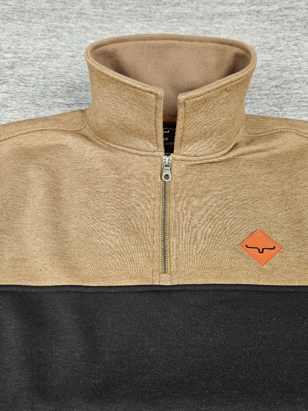 Kimes Ranch Diamond Head 1/4 Zip Sweatshirt Men Size Medium Brown Black Western